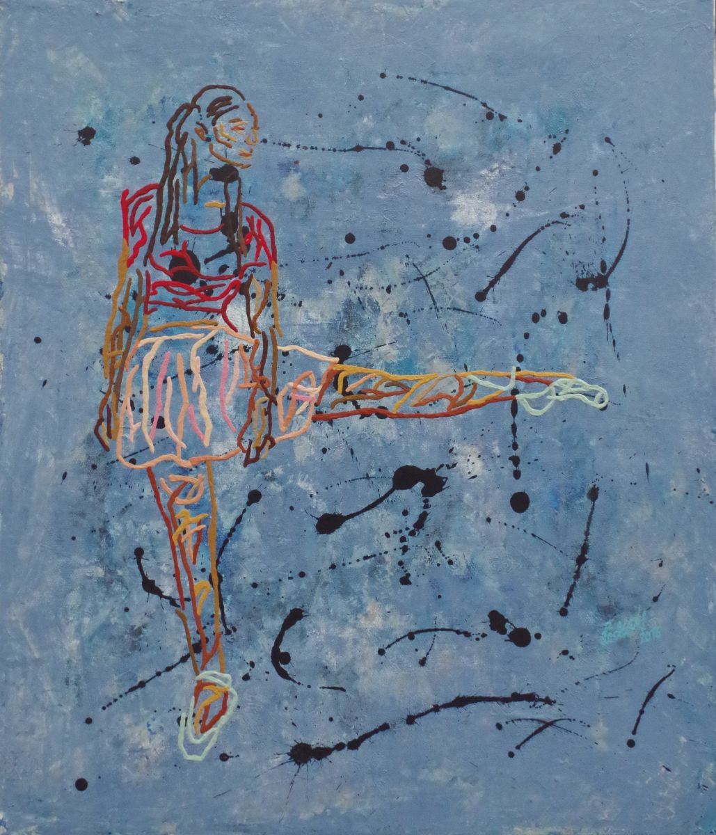 Expressive Portrait Acrylic Painting By Uli Lachelt, 31 X 37", Xxiii 9 - Ballerina, Original Artwork