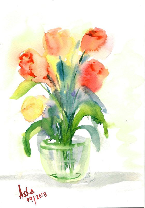 Tulip flowers in a vase