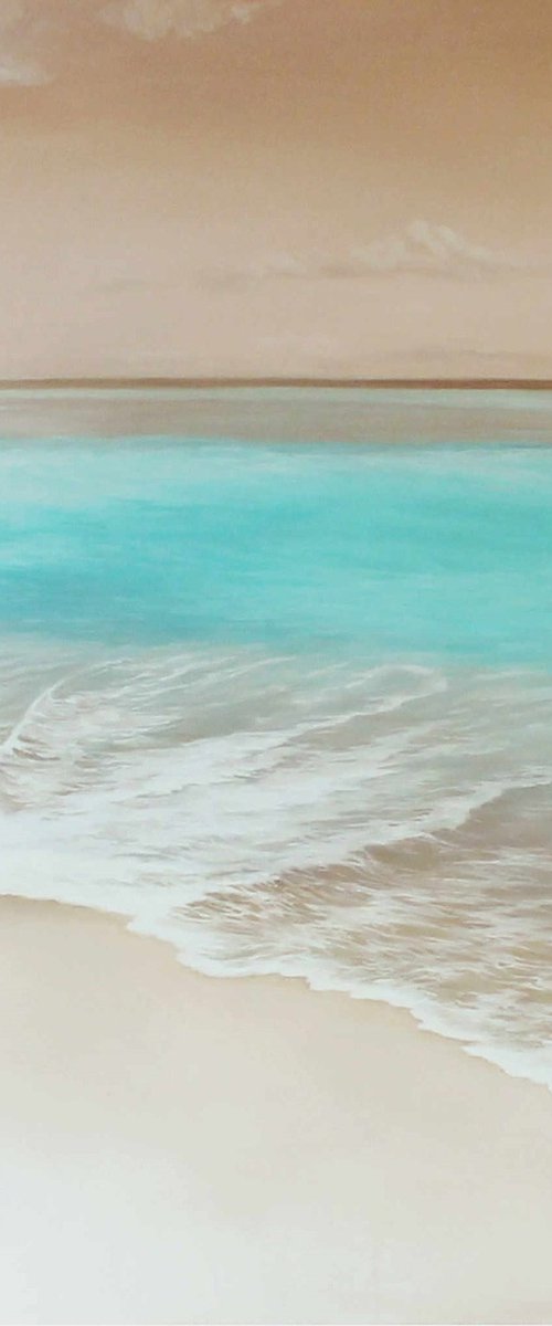 "Orange horizon" Seascape oil art by Mary Ameur