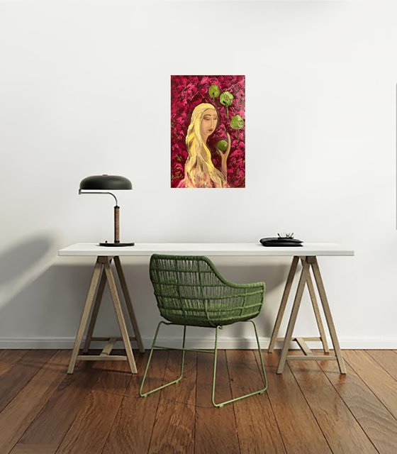 Woman with Apple Original Painting