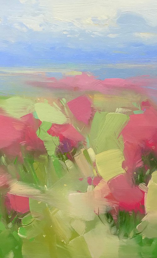 Blushing Field, Original oil painting, Handmade artwork, One of a kind by Vahe Yeremyan