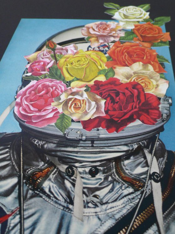 Everything's coming up Roses - Surreal Astronaut Space Age Collage Art