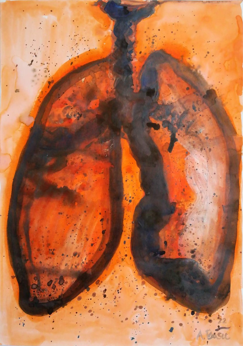 Expressive Still Life Painting By Aleksandar Basic, 12 X 17, Gray, Orange And Light Blue, Original Artwork