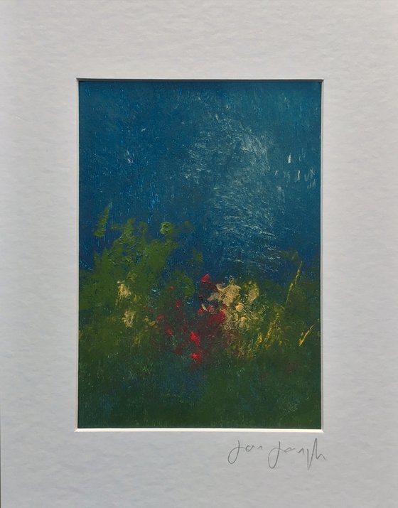 Spring Meadow - Mounted abstract landscape painting