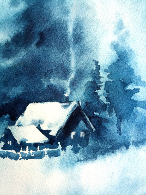 "Winter coziness" Original watercolor painting