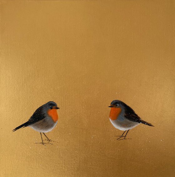 Two Robins ~ On Gold