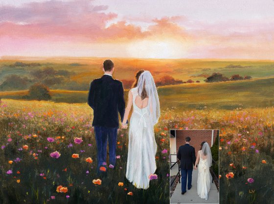 Custom wedding oil painting portrait from pic