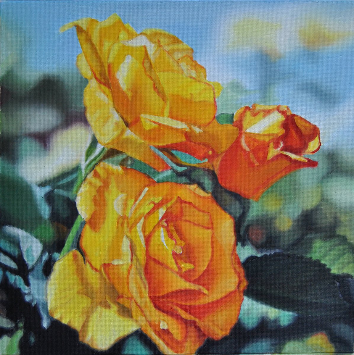 Photorealistic Oil Painting , Yellow Roses By Simona Tsvetkova, 12 X 12, Artwork For Sale On Artfinder