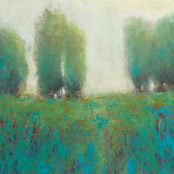 Turquoise Landscape, contemporary green tree landscape