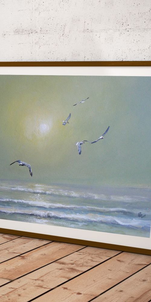 "Seagulls in the haze of morning" SPECIAL PRICE !!!! by Ivan  Grozdanovski