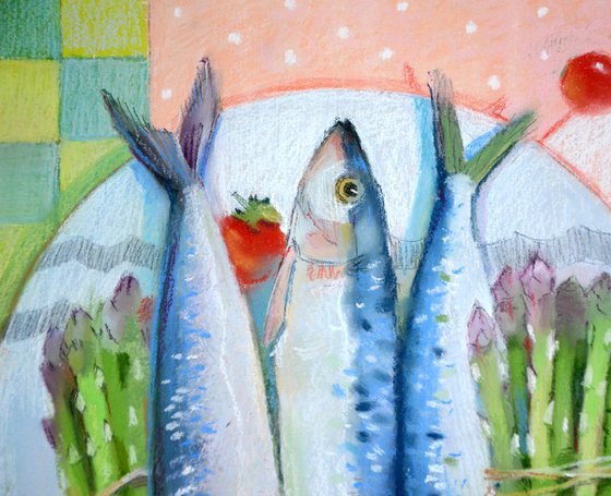 Still life with fresh fish