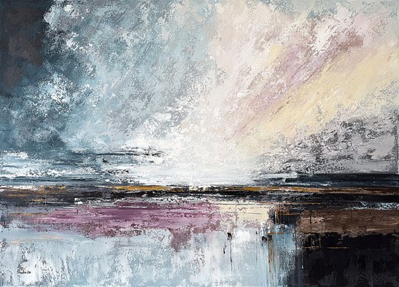 Veil Between Horizons- Blue pink Landscape
