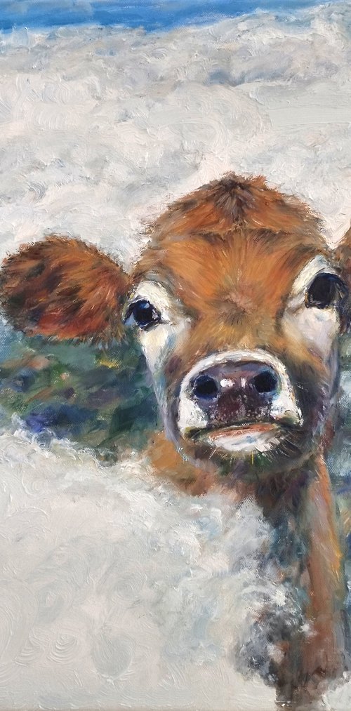 A Cow Looking Through The Clouds by Jura Kuba Art