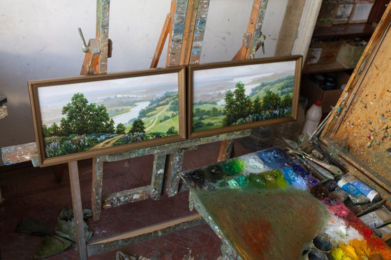 Diptych "ABOVE THE RIVER"