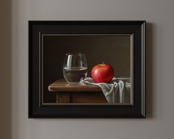 Apple with a glass