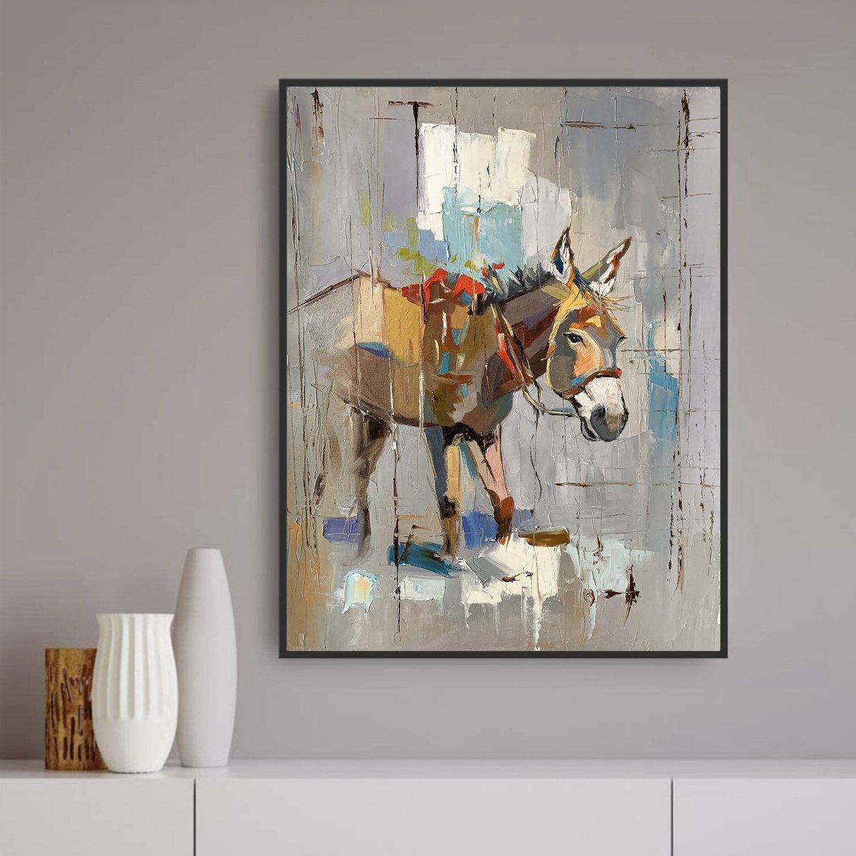 Expressive Animal Oil Painting By Vita Schagen, 16 X 20", Little Donkey., Original Artwork