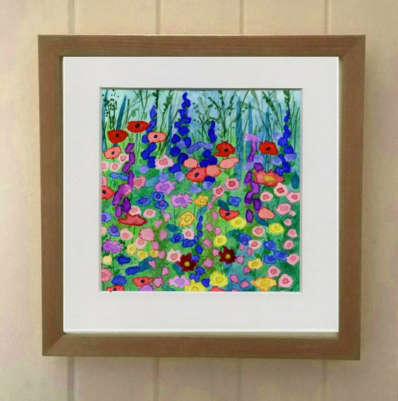 Wildflowers - mounted watercolour, small gift idea