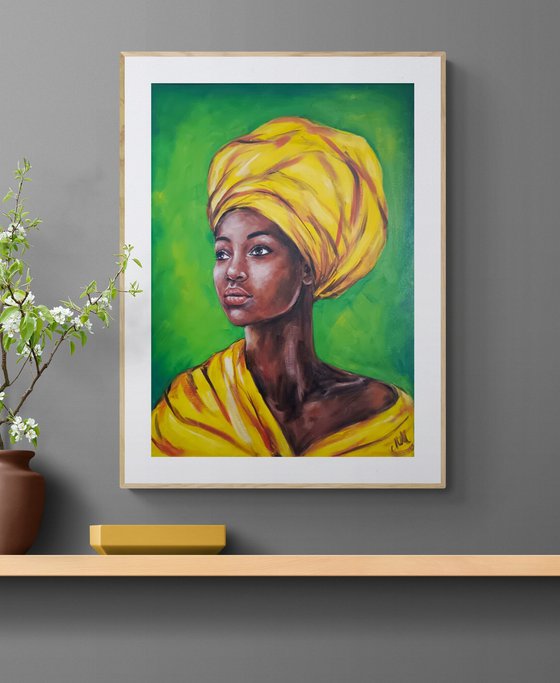 African Beauty - yellow scarf