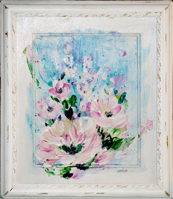 In The Cottage Garden 4 - Framed Floral Painting by Kathy Morton Stanion