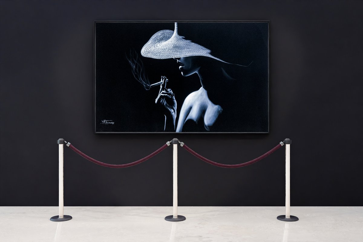 Abstract Portrait Oil Painting By Vlad Atasyan, 55 X 31", Nostalgia, Original Artwork