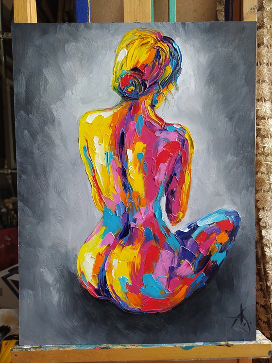 Woman body - nude, erotic, body, woman, woman body, oil painting, gift for him, gift for man, nu