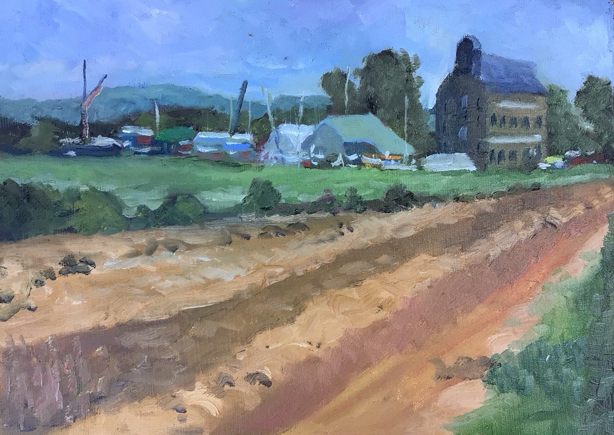 Impressionistic Landscape Oil Painting By Julian Lovegrove Art, 14 X 10", After The Harvest, Faversham, Original Artwork