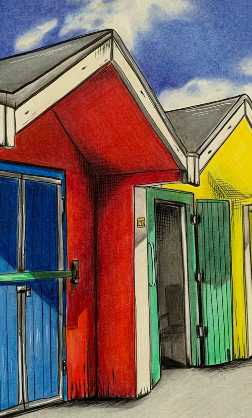 Barry Island beach huts by Karen Elaine  Evans