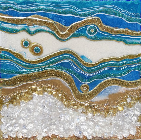 California. Geode. Marble Art. Geode wall art, Gold, White, Turquoise, Blue, geode wall art Resin painting.