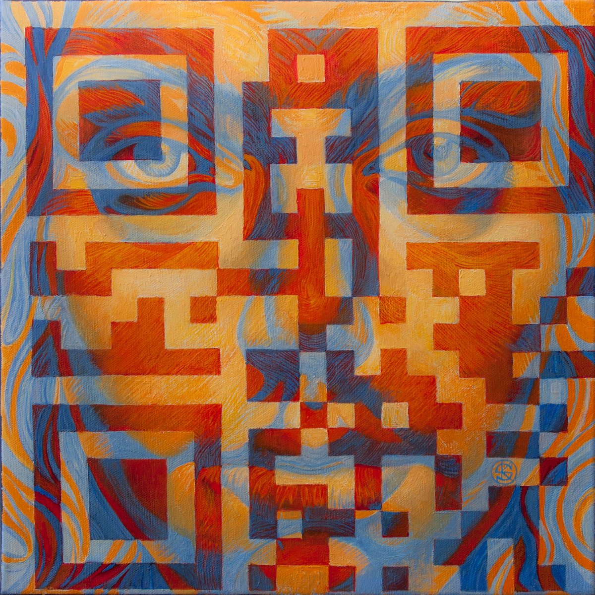 Geometric Oil Painting , Love. A Fresh Look By Yaroslav Kurbanov, 16 X 16, Artwork For Sale On Artfinder