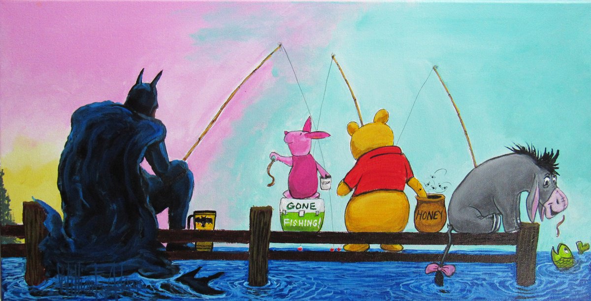 Illustrative Abstract Acrylic Painting By William F. Adams, 24 X 12", Sometimes Even Superheroes ..., Original Artwork