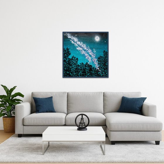 Tranquil forest under stars