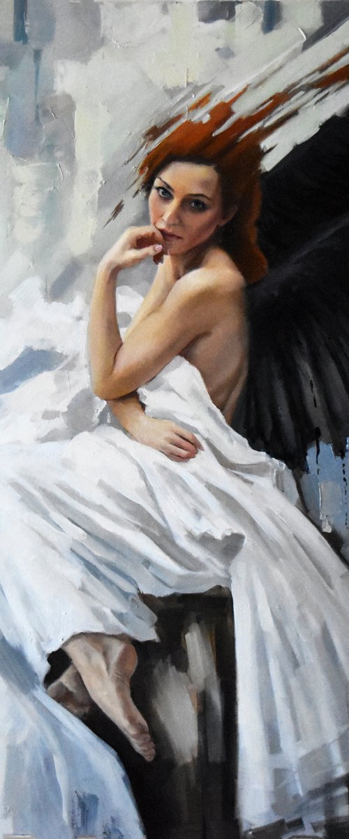 An angel with black wings by Serghei Ghetiu