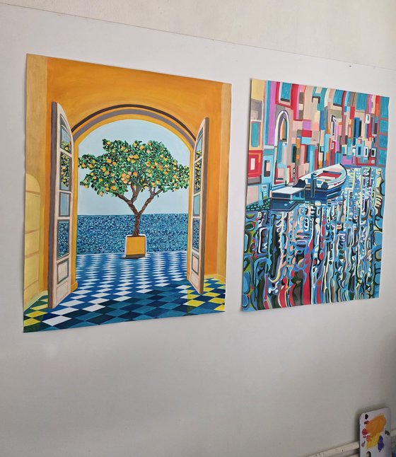 Seascape with lemon tree