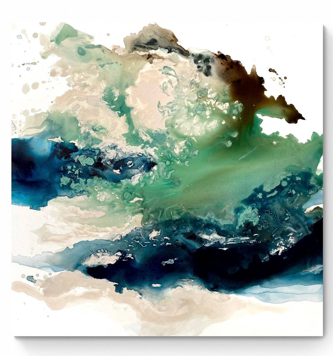 Abstract Acrylic Painting By Cristina Dalla Valentina, 39 X 39, Winter By The Sea 9, Original Artwork