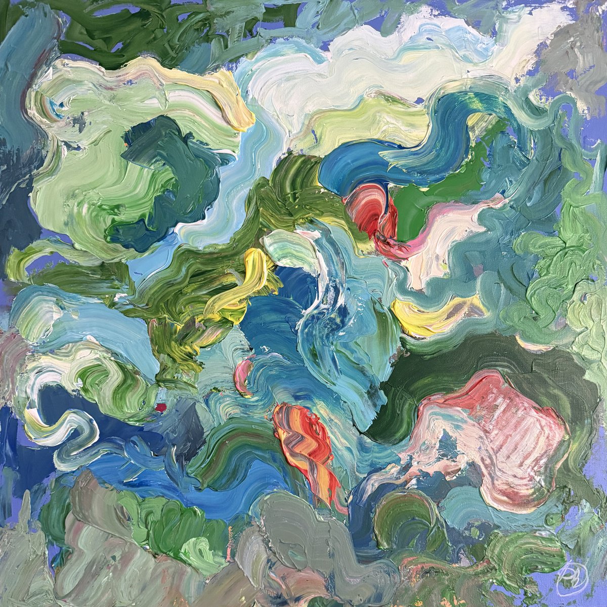 Organic Abstract Acrylic Painting By Daria Borisova, 30 X 30, Explore, Original Artwork