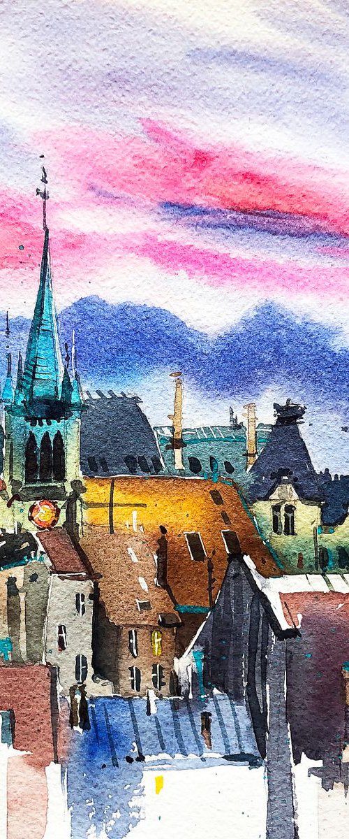 Sunset in Lausanne by Ksenia Astakhova