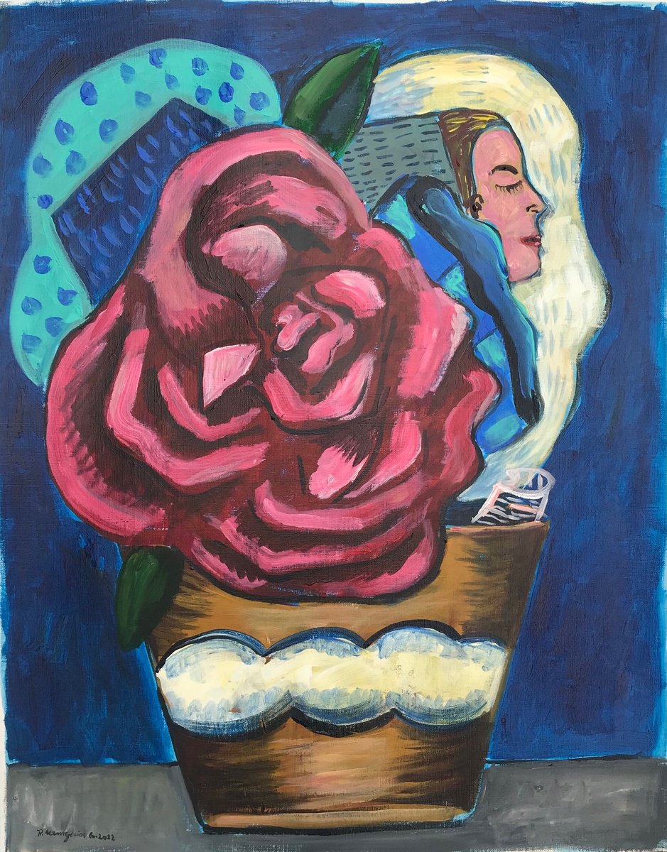 Vase With Big Rose by Roberto Munguia Garcia
