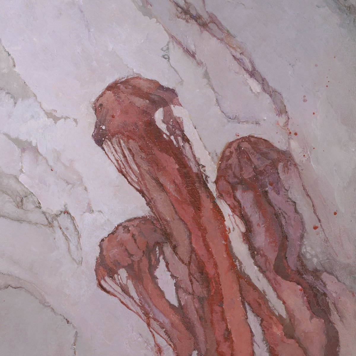 Organic Animal Acrylic Painting By Steve Mitchell, 13 X 41", Crimson Rapture, Original Artwork