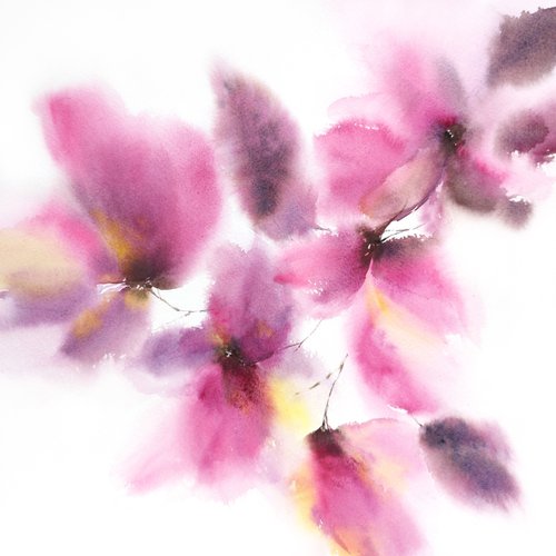 Abstract floral wall art Pink dream by Olga Grigo
