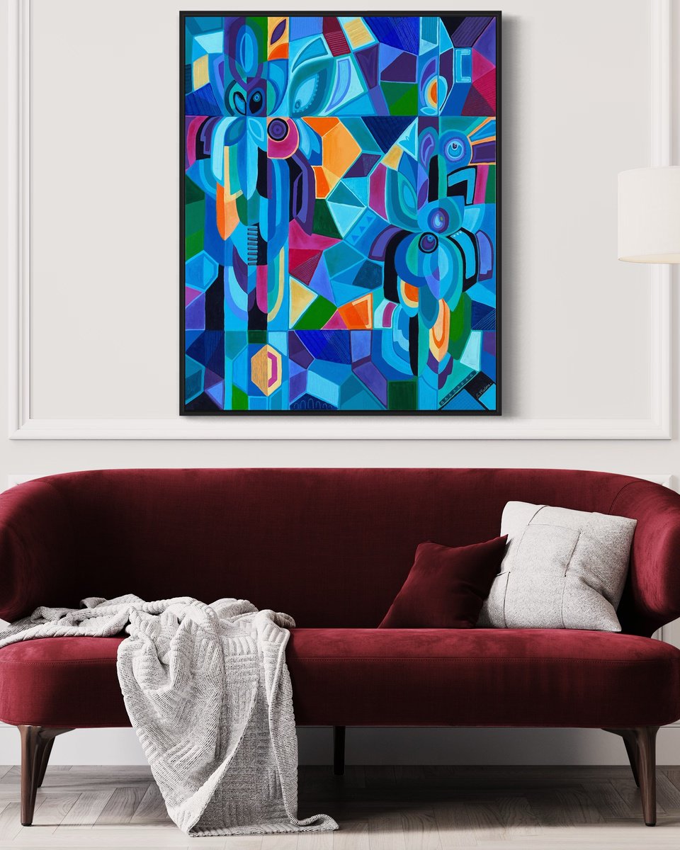 Abstract Painting By Samantha Malone, 31 X 39", Paradise Circus, Original Artwork