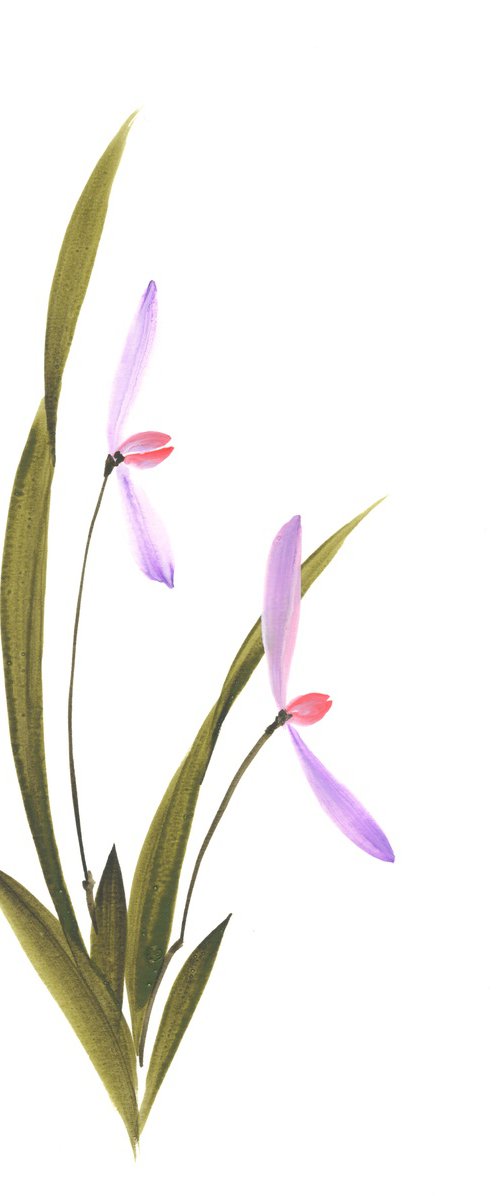 Twin Lavender Orchids by Hai Doan