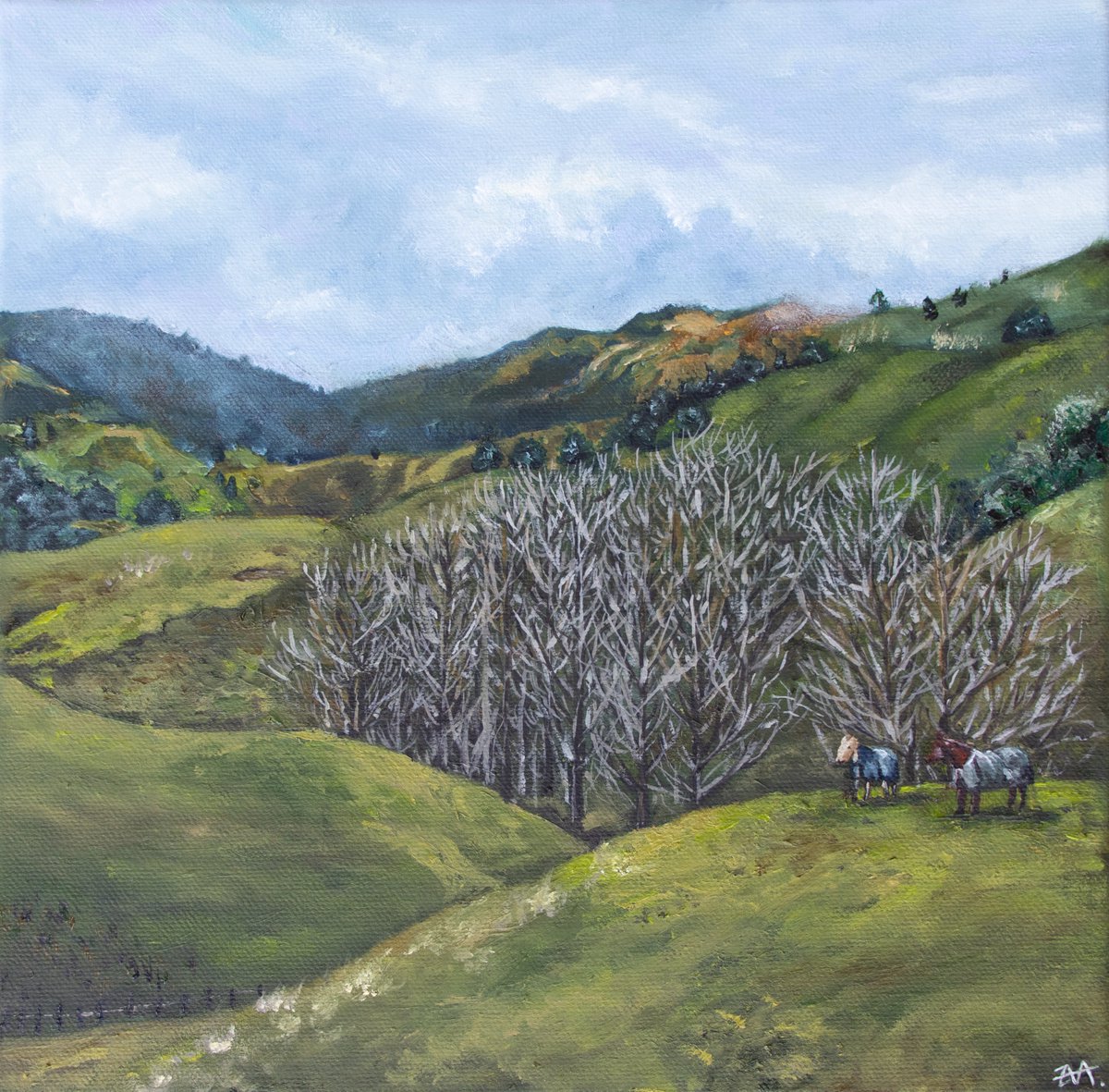 Photorealistic Landscape Oil Painting By Eva Chen, 10 X 10, New Zealand Landscape, Original Artwork