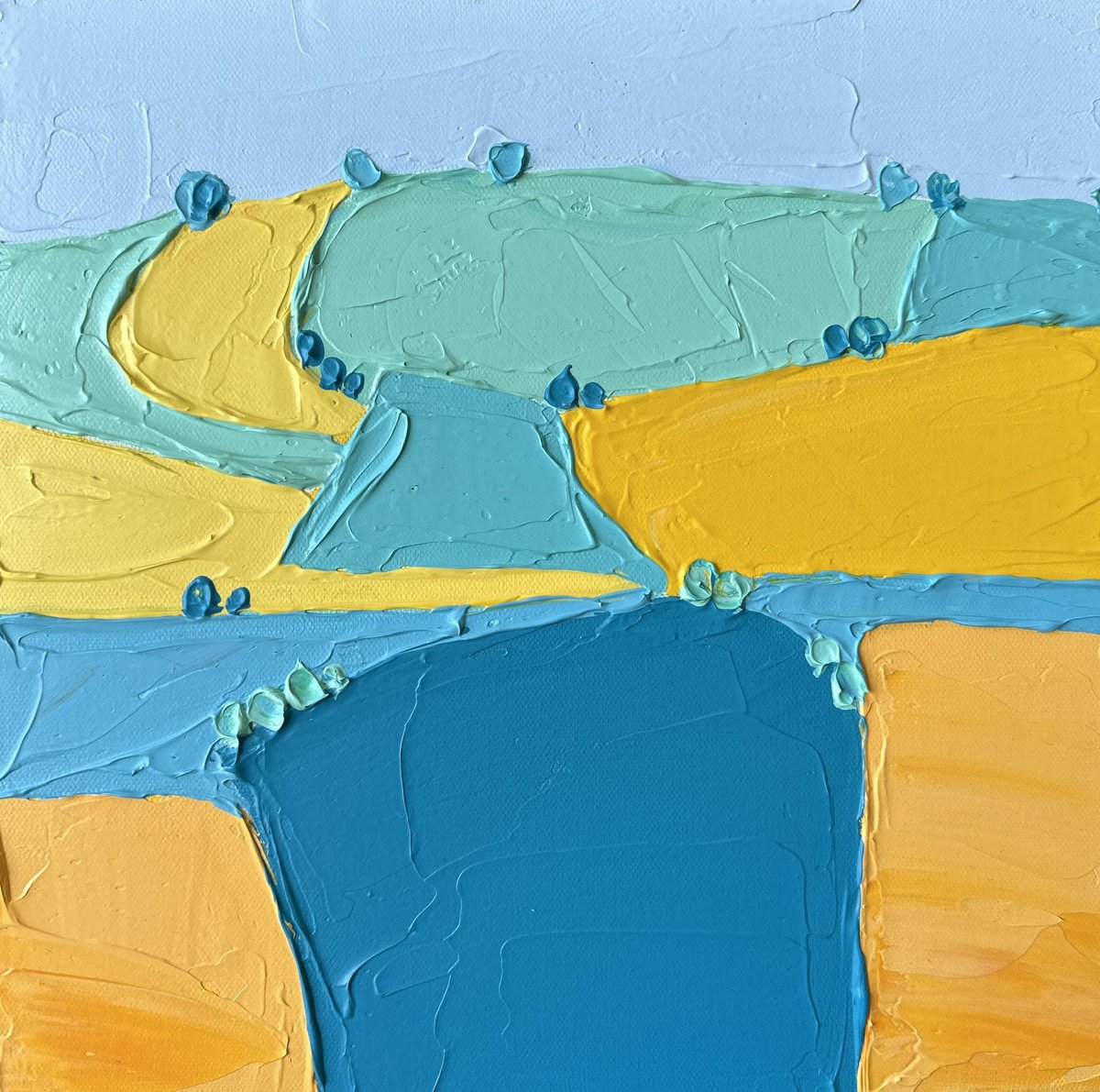 Impressionistic Landscape Acrylic Painting By Guzaliya Xavier, 12 X 12, Countryside 24, Original Artwork