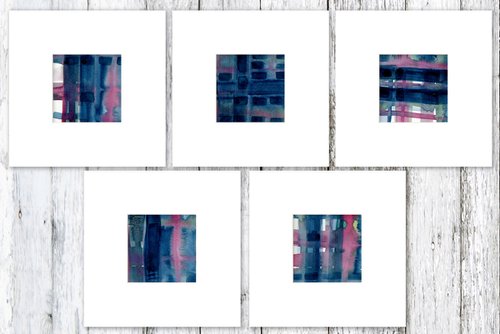Color Music Collection 2 - Set of 5 Abstract Paintings in Mats by Kathy Morton Stanion by Kathy Morton Stanion