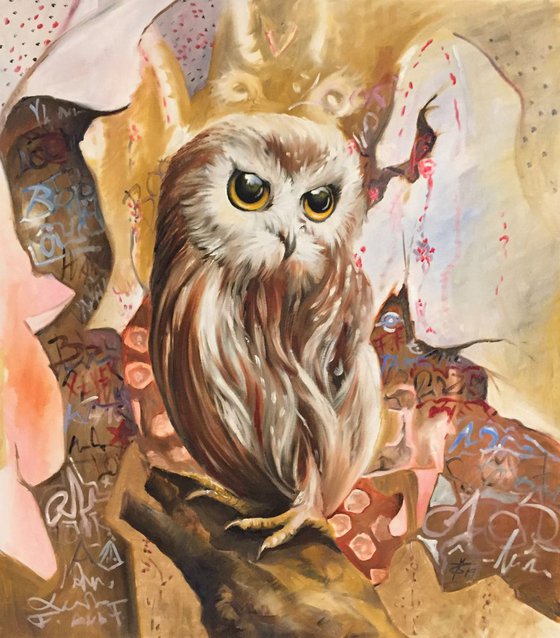 Studio for owl on room n 3 - original oil on canvas