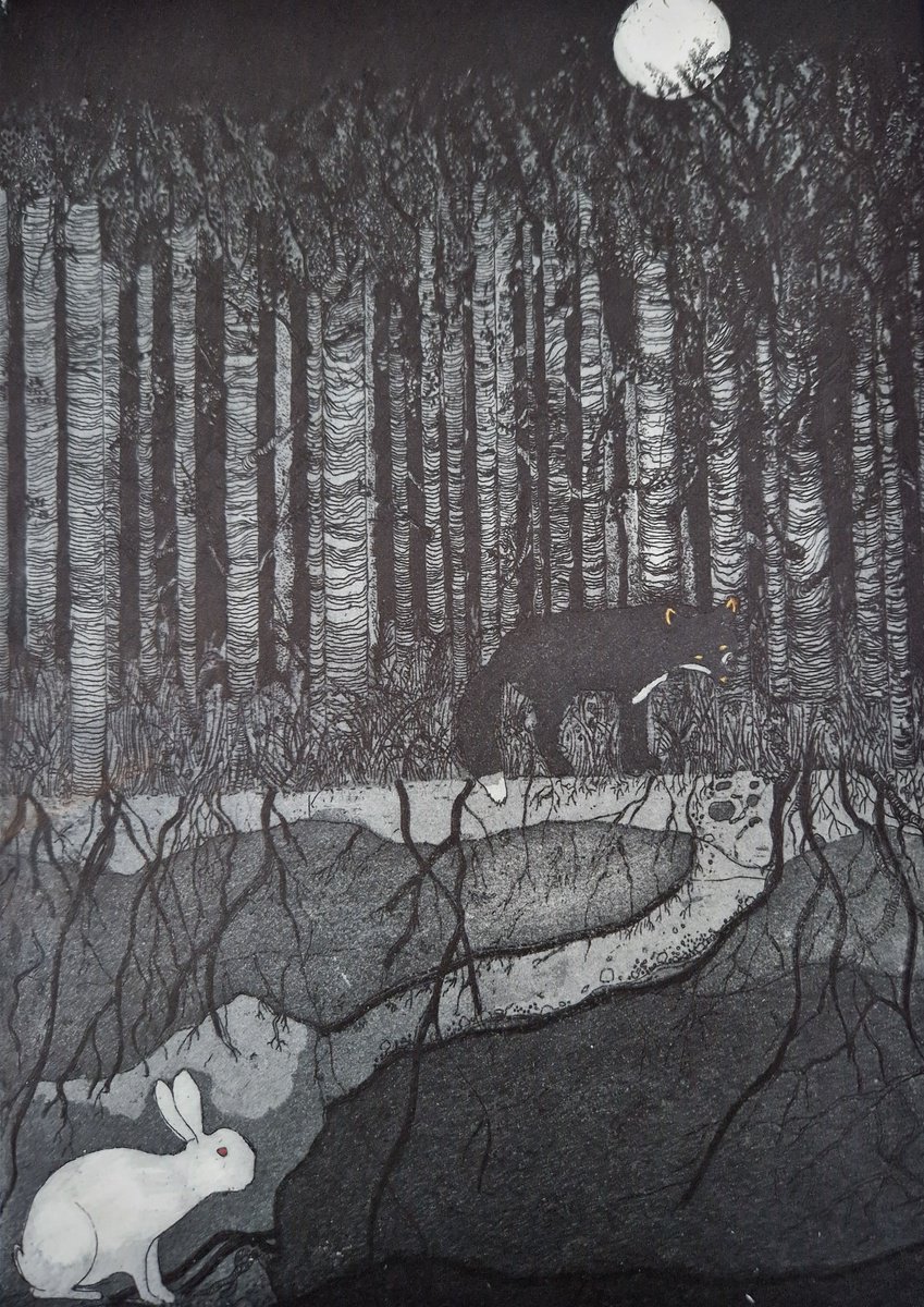 Illustrative Animal Etchings & Engravings By Jane Daniell, 9 X 13, Fox Trot, Original Artwork