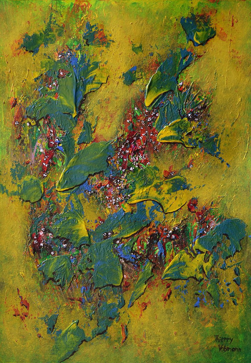 Impressionistic Landscape Acrylic Painting By Thierry Vobmann. Abstract ., 12 X 17", The Old Wall, Original Artwork