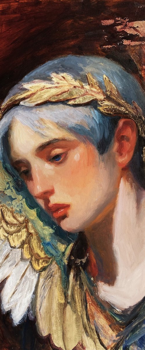 Melancholy Gold Angel by Jackie Smith