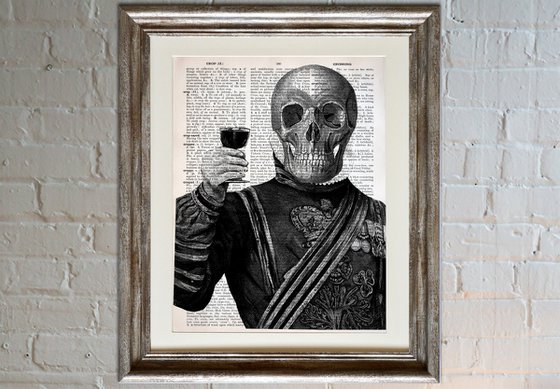 Cheers - Collage Art Print on Large Real English Dictionary Vintage Book Page