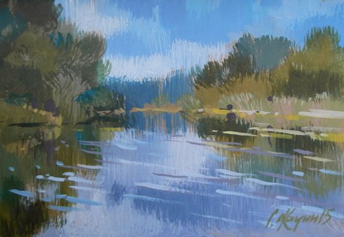 River. Original painting 35x24 cm by Sergey  Kachin